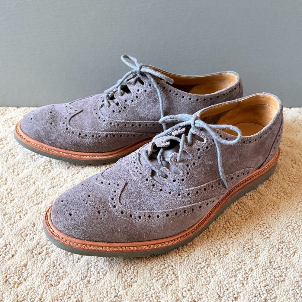Cole Haan Mens Gray Suede Wingtip Oxford Vibram Sole Shoes Sz 11 Dress Shoes